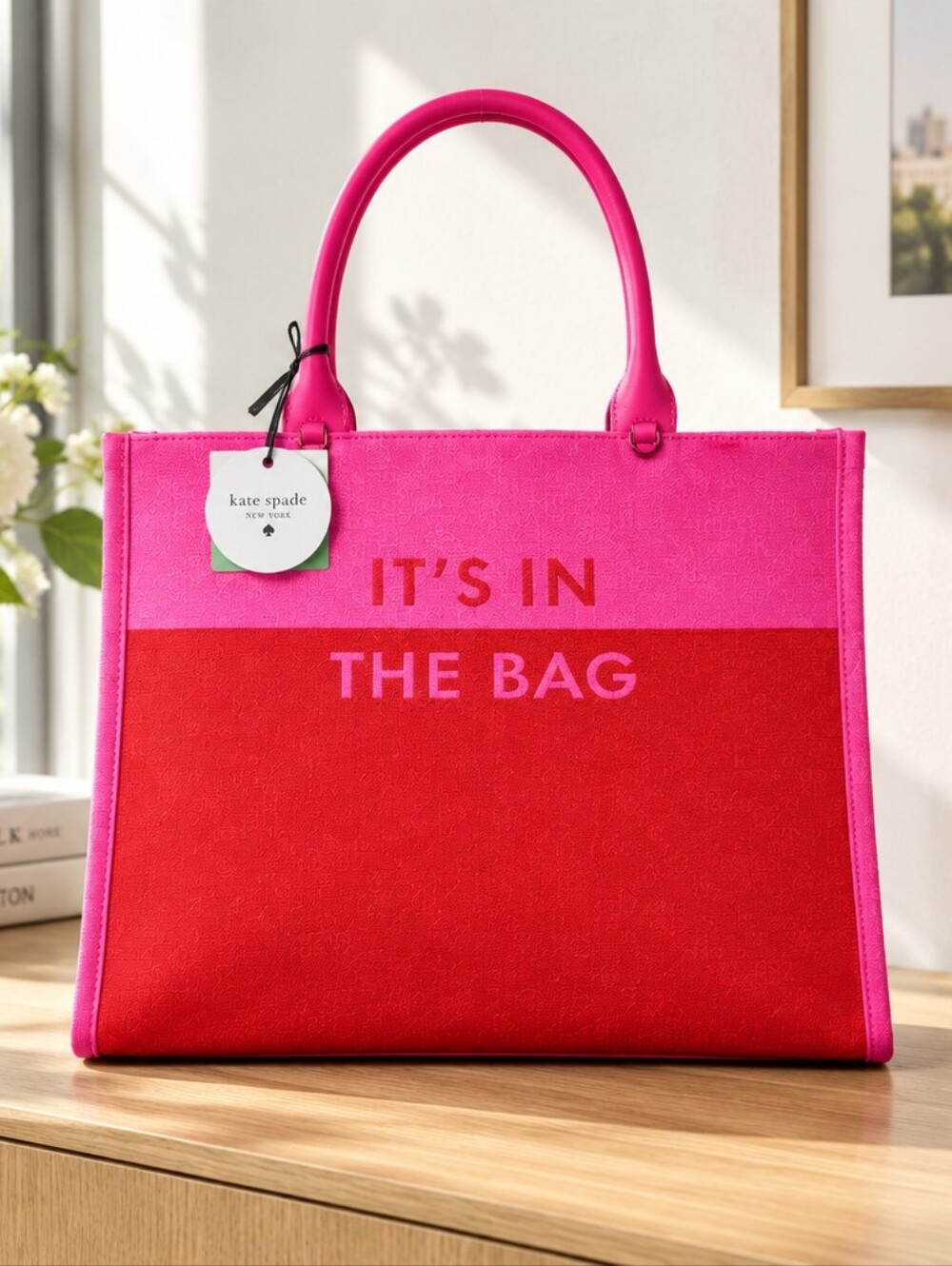 kate spade pink and red 'It's In The Bag' Tote NWT